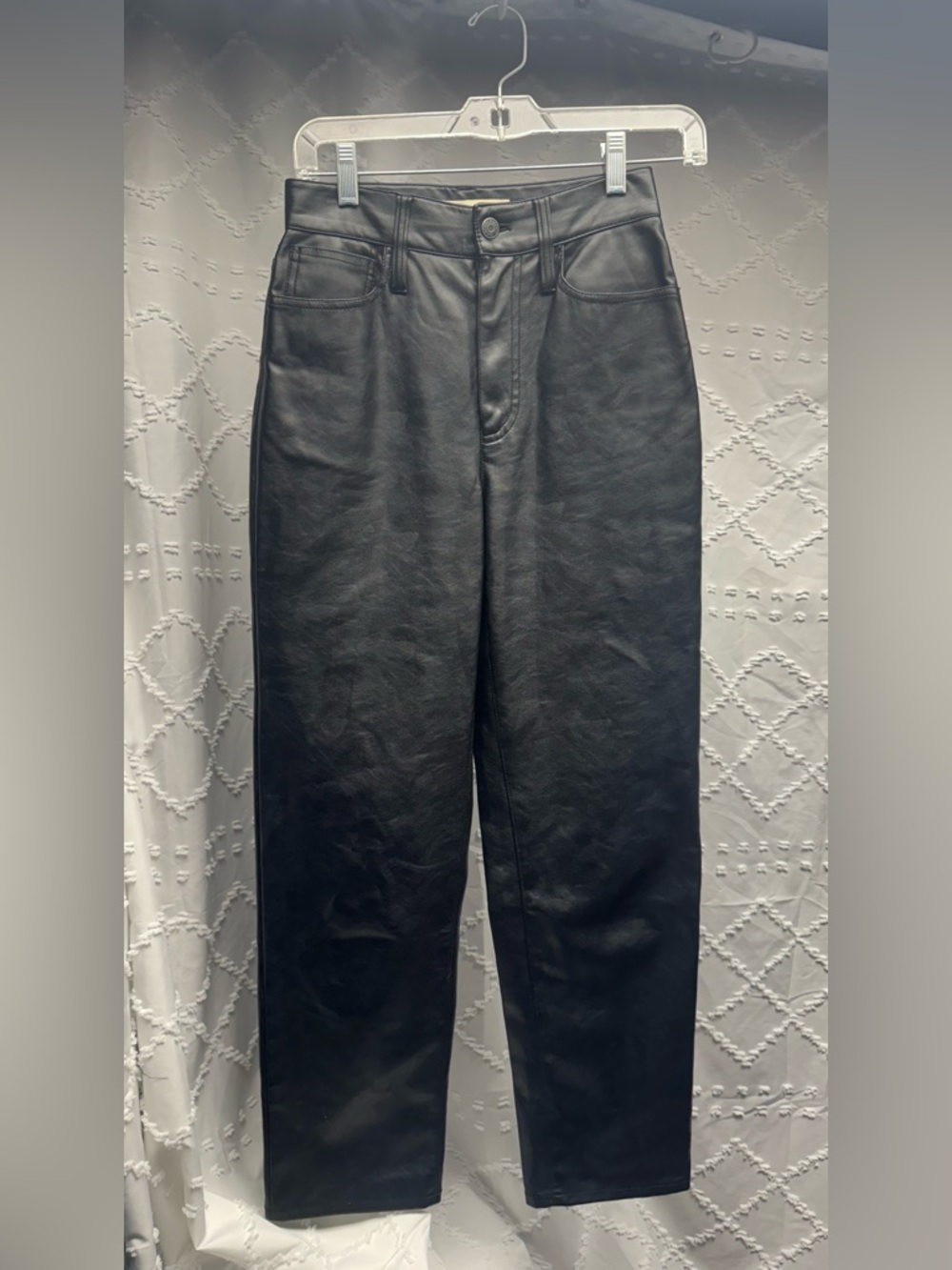 Madewell The Perfect Vintage Straight Jean in Faux Leather Womens 23